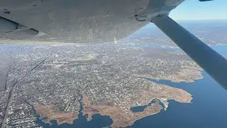 Inside Cessna 152 (N5351P) Flying over Smith Point Beach