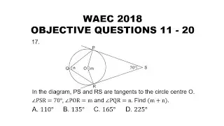 WAEC 2018 Mathematics Objective Questions 11-20