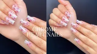 TEMU HAUL | V-Day Chrome Heart Nails | Valentines Day Nails | Gel X Nails | How To Chrome