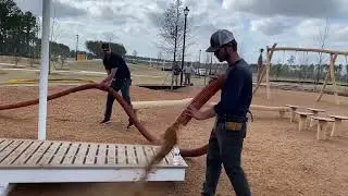 Blowing playground mulch