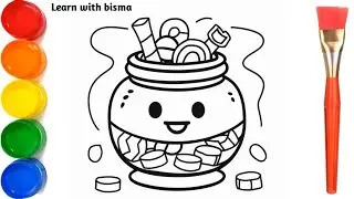bHow to Draw candy jar drawing, Painting and Coloring for Kids & Toddlers | Draw, Paint and Learn