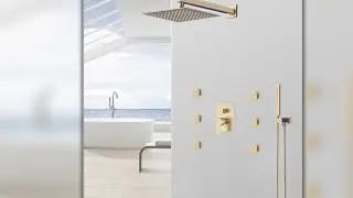 Fontana Napoli Luxury Brass Brushed Gold Wall Mount Rainfall Shower System - FS9573