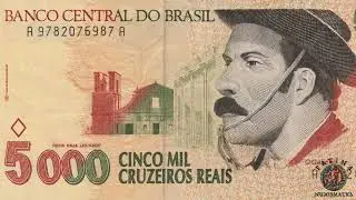 🇧🇷 Brazil 5000 Cruzeiros 1993 Ga&uacute;cho / Cowboy  P 241 A Prefix Crisp About UNC