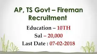 Ministry of Defence jobs 2018 || Fireman Jobs || 10th jobs || AP, TS Jobs