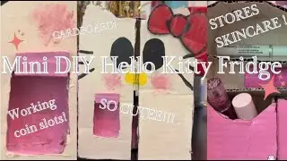 HOW TO MAKE CARDBOARD HELLO KITTY FRIDGE!