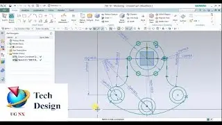 Unigraphics NX- Sketch Tutorial 1 - Line, Arc, Circle, Make corner, Offset, Pattern & etc