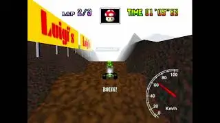 Mario Kart 64 - Choco Mountain - NTSC Non-Shortcut 3lap - 01'41