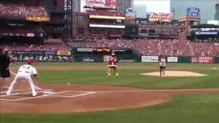 Trish's First Pitch For Christmas In July at Bush Stadium