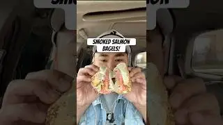 My brothers first time tryin lox bagels