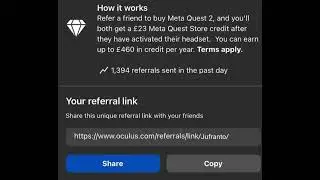 Use this referral code after activate your quest 2/quest 3 and we will get 30$ for games