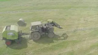 Ursus 914 + Claas Rollant 355. Sianokosy 2017