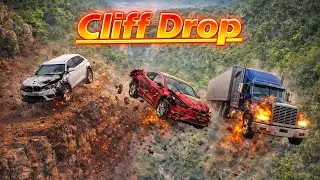 Sport Car vs SUV vs Truck - Cliff Drop #6 - BeamNG.Drive