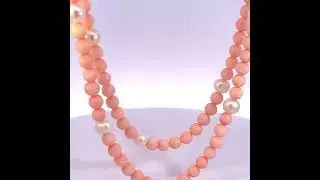 Antikes Collier um 1960 Engelshaut Korallen Biwa Perlen