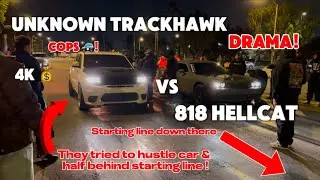 DRAMA❗️UNKNOWN TRACKHAWK VS. 818 HELLCAT HUSTLER #racing #mexico #cheater #trackhawk #hellcat #srt