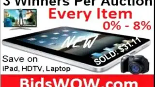 BidsWOW TV Ad  #1 Best Auction Site with 3 Winners + Earnings $5 Per Customer