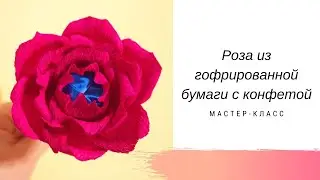 Роза из гофрированной бумаги с конфетой / Мастер-класс / Rosa con caramella di carta crespa