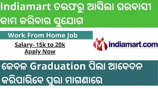 Indiamart recruitment 2020! work from home job 2020 !odisha job updates 2020!