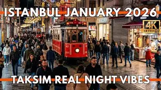 Istanbul Turkey 2026 4K Night Walk | Istiklal Street Crowd, Lights & Taksim Square Vibes