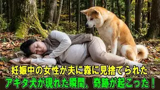 【奇跡の実話】妊娠中の女性が夫に森に見捨てられた…アキタ犬が現れた瞬間、奇跡が起こった！