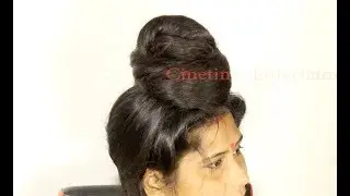 Easy and Quick Tower Bun Making by Indian Rapunzel Woman Renuka with Thick Below Knee Length Mane