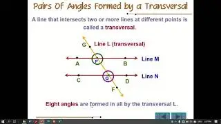 EXAMPLE OF ADJACENT ANGLES AND LINEAR ANGLES l TRANSVERSAL LINE