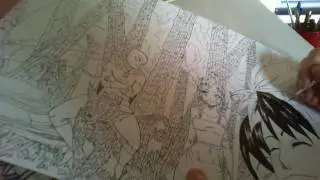 Live drawing | My own manga #4 inking hair