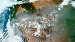 California wildfires seen from space, August 19 to 24, 2020, contrast enhanced, 20 fps