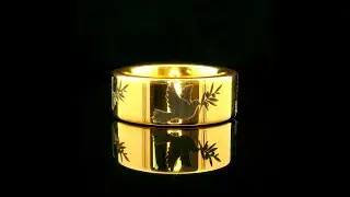 Yellow Gold Tungsten Ring | A Timeless Story of Love and Peace Engraved in Gold