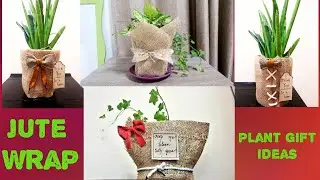 Plant pot gift wrap3/Plant pot jute wrap/How to gift wrap plants/DIY burlap planter/Craft/Gift wrap