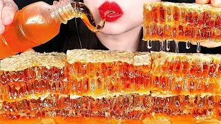 ASMR RAW HONEYCOMB, HONEY JELLY. EATING SOUNDS NO TALKING MUKBANG  ASMR. BEST COMPILATION.