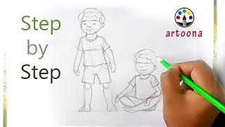 Easy Kid Figure Drawing | Simple Cartoon Child Drawing for Beginners