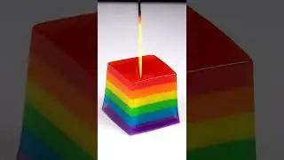 Rainbow Jelly Cubes Sliced with a Heated Knife | Mesmerizing ASMR & Satisfying Cutting