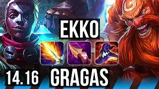 EKKO vs GRAGAS (MID) | 6k comeback, 49k DMG, Legendary, 900+ games | NA Master | 14.16