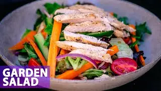 Garden Salad with Chicken - Quick & Easy Salad Recipe - Food Treasure