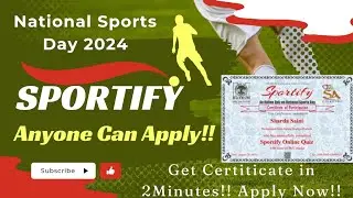 Free Online National Sports Day 2024 Certificate | National Sports Day | Sportify Quiz Contest