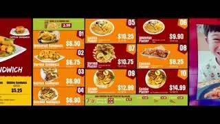 3 Screen Digital Menu Board Animation for Joe's Restaurant - Digital Signage Display Screen Design