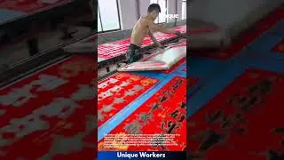 Screen printing chinese new year decorations: machine in action