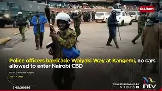 Police officers barricade Waiyaki Way at Kangemi, no cars allowed to enter Nairobi CBD