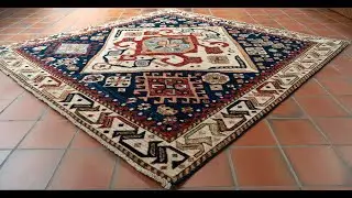 Handmade Afghan Choeb Rang square rug with striking diamond medallion - 306438
