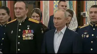 The President of Russia Vladimir Putin attended a Christmas service in a church near Moscow