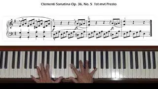 Клементи Сонатина соль мажор, соч. 36, № 5, 1-й мвт Presto Piano Tutorial