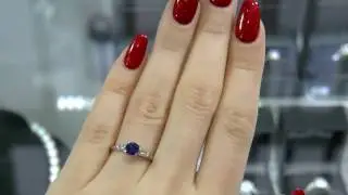 1.00 Round Cut Sapphire And Diamond Ring GR018