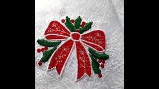 Classic Christmas Bow with Holly Leaves & Berries Embroidery Design 🎀🍃