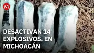 Desactivan 14 explosivos, incluidos drones y granadas, en Michoac&aacute;n