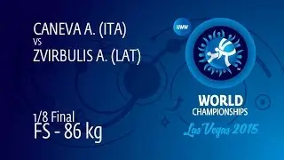 1/8 FS - 86 kg: A. ZVIRBULIS (LAT) df. A. CANEVA (ITA) by TF, 14-1