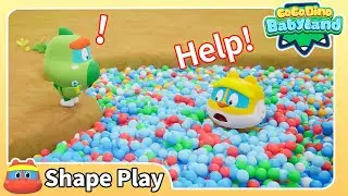 🔶 Learn Shape w/ GoGo Dino Babyland | 17 Shape Capsule Machine | Dinosaur Cartoon | Ball Pit | Color