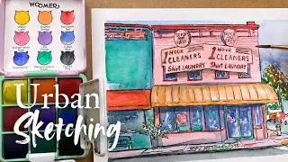 Retro Shop House Urban Sketching with WOOMER 9 Watercolors