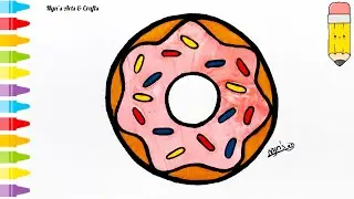 Easy & Cute Donut Drawing 🍩 | Kids Drawing with Crayons | Step by Step Art