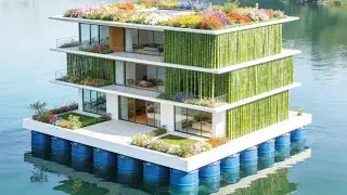 A genius man handcrafted a luxurious modern villa on the water without any blueprints. #DIY