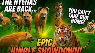 The brave tiger family|The hyenas attack| Tiger family fight to death and win|Hyenas ran away.